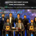 The much-anticipated Investors Meetup 2024, held on Friday evening in a city hotel, proved to be a resounding success, bringing together industry leaders, policymakers, and investors to chart a course for the dynamic growth of Bangladesh’s manufacturing industry. The event commenced with a warm welcome address by A. Fattah Asif, the Founder of BDFairs and Local Vice President of JCI Dhaka Achievers, setting the tone for an evening of insightful discussions and collaborative initiatives. Attendees were treated to a thought-provoking keynote speech by Jahangir Alam, Chairman of Deshone Apparels Ltd, and retired Director of Bangladesh Bank, shedding light on the challenges and opportunities facing the manufacturing sector. Panel discussions, focusing on themes such as enhancing business ease, attracting foreign direct investment, and exploring new market opportunities, provided a platform for robust dialogue and the exchange of innovative ideas by Distinguished guests including Chief Guest Saleh Ahmed, Additional Secretary and Executive Member of BEZA, and special guest Md. Ariful Hoque, Joint Secretary and Director General of BIDA, Md. Tanvir Hossian, Executive Director-BEPZA, Omar Hazzaz, President – CCCI, Sadat Hossain Salim, MD of Craftsman Footwear and Accessories Ltd. Hedayet Ullah Ron, MD of FB footwear & footbed footwear graced the occasion, underscoring the significance of the event in driving forward the country’s economic agenda. Panel discussions, focusing on startup business in Bangladesh with innovative ideas. Esteemed panelists including Zia Ashraf, Founder & COO of Chaldal Limited, and Asikul Alam Khan, Founder and CEO of PriyoShop,Biplob G Rahul, Managing Director, eCourier Limited offered valuable insights into key industry challenges and proposed actionable solutions to foster growth and development. The event concluded with special guest’s speech of Md. Nasir Khan Chairman of Bangladesh Shoe City Ltd, and Dewan Kanon from SEBL Industrial Park, Rajbari,